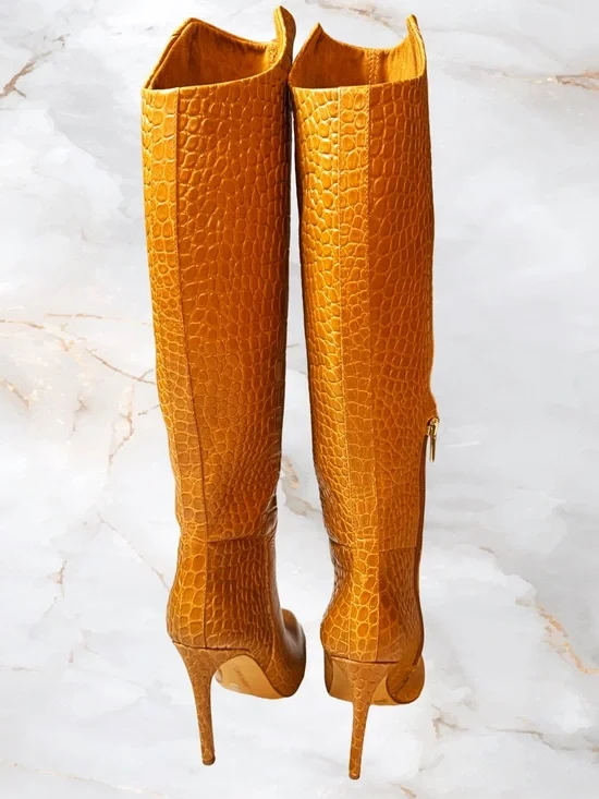 Vince Camuto Fenindy Knee High Stiletto Boots Tawny Birch 5.5 - Picture 4 of 8